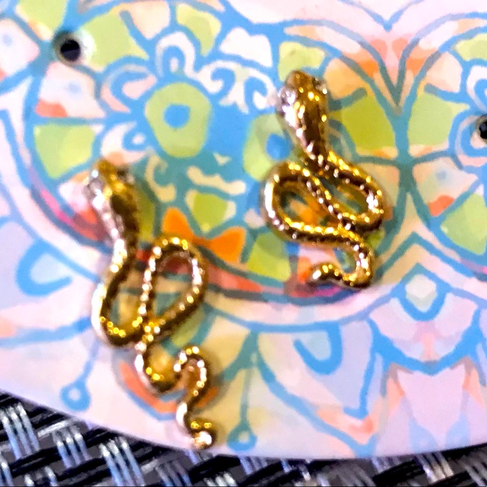 NWT Gold Snake Earrings & Gold Snake Hair Clip Combo